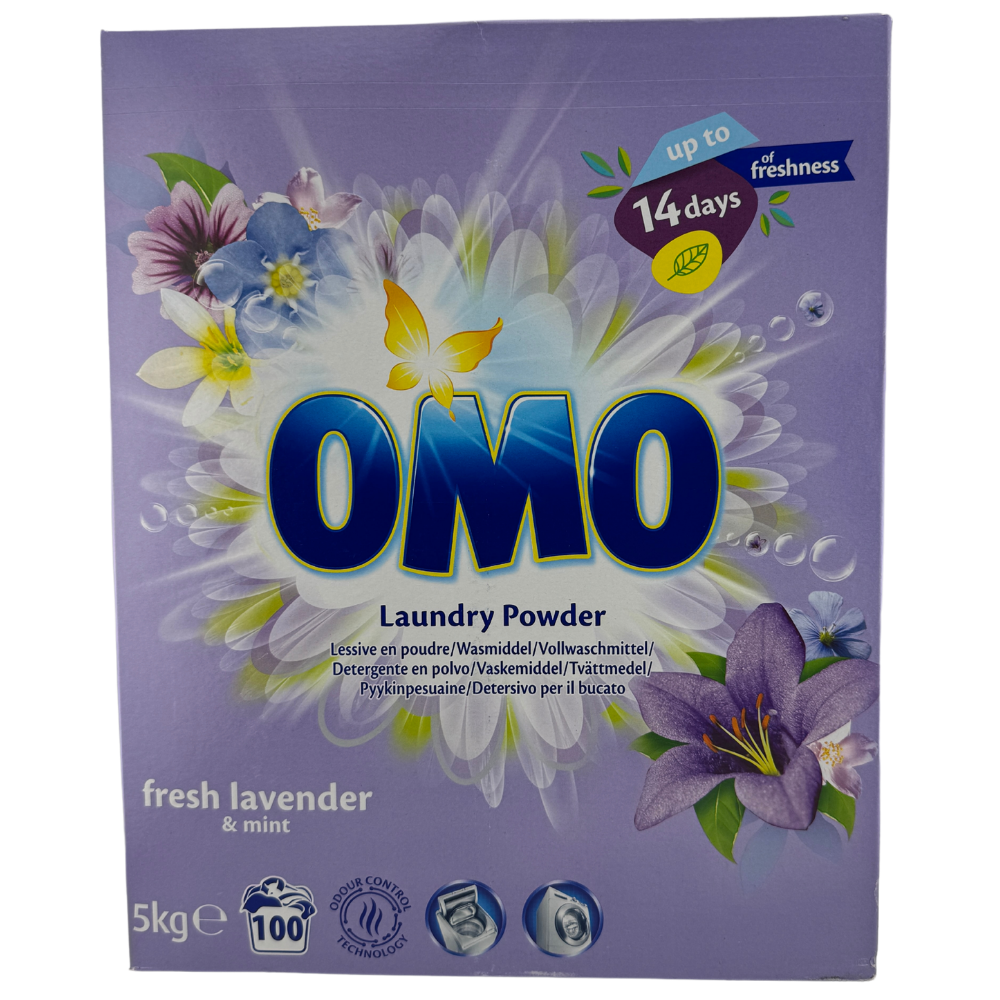 Omo Lavendel Frische – univerzální prací prášek s vůní levandule 100 PD