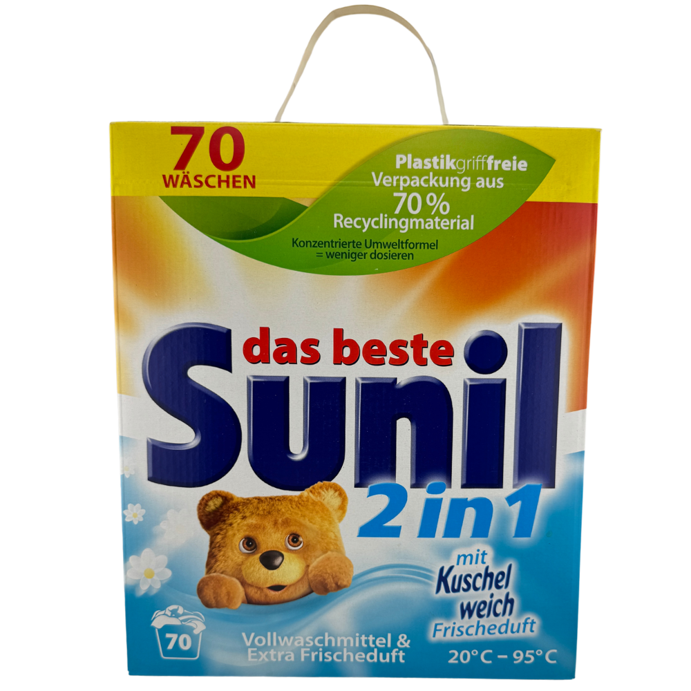 Sunil das beste 2 v 1 – univerzální prací prášek s vůní Kuschelweich 70 PD