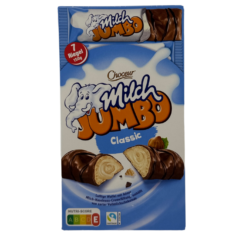 Choceur Milch Jumbo Classic – Oplatkové tyčinky s mléčno-oříškovou náplní